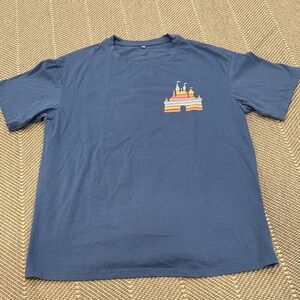 Disney Blue Tee with Colorful Castle Design